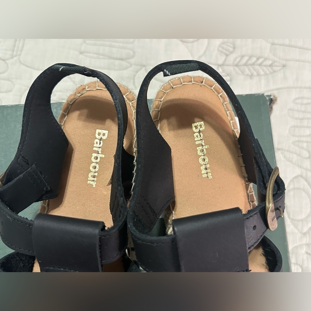 NIB Barbour Paloma Espadrille Platform Fisherman Sandal Sz 39 EU / 8 US Black - Picture 9 of 15
